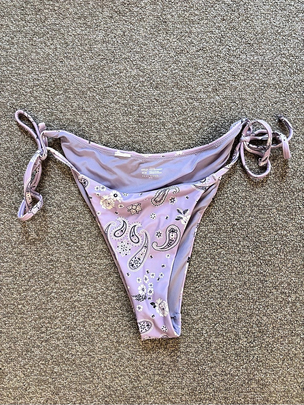 Aerie Tie-Side Bikini Bottom in Lavender Paisley. Never worn
